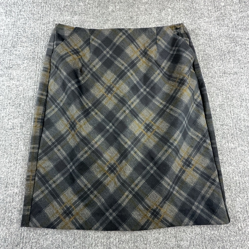 CAbi Womens 6 Gray Plaid Tweed Pencil Skirt Knee Length Office Workwear 3756